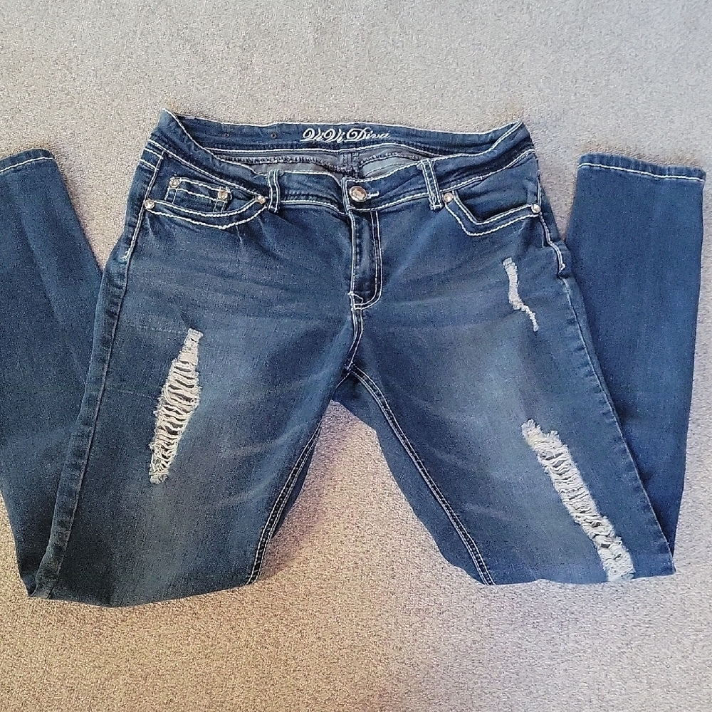 Vivi Diva Blue Distressed Women's Jeans Size 13